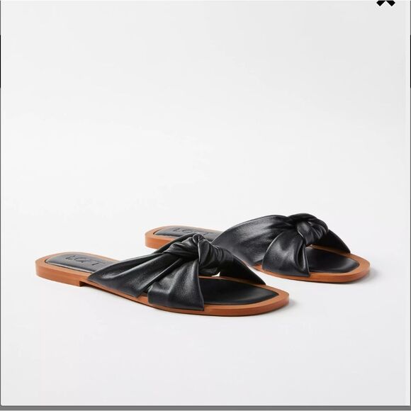 🆕👡LOFT Knotted Leather Sandals - Black, Sz 8 - Picture 1 of 6